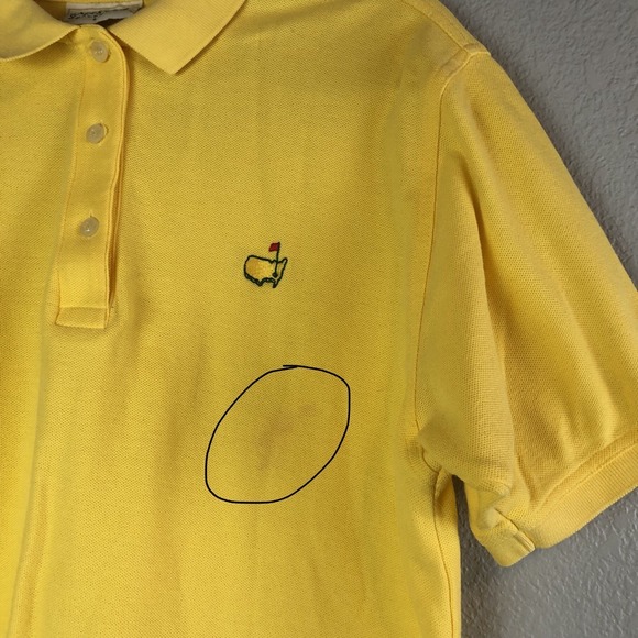 Masters Collection Mens Polo Shirt Size Large Yellow Short Sleeve Golf FLAW - Picture 2 of 7
